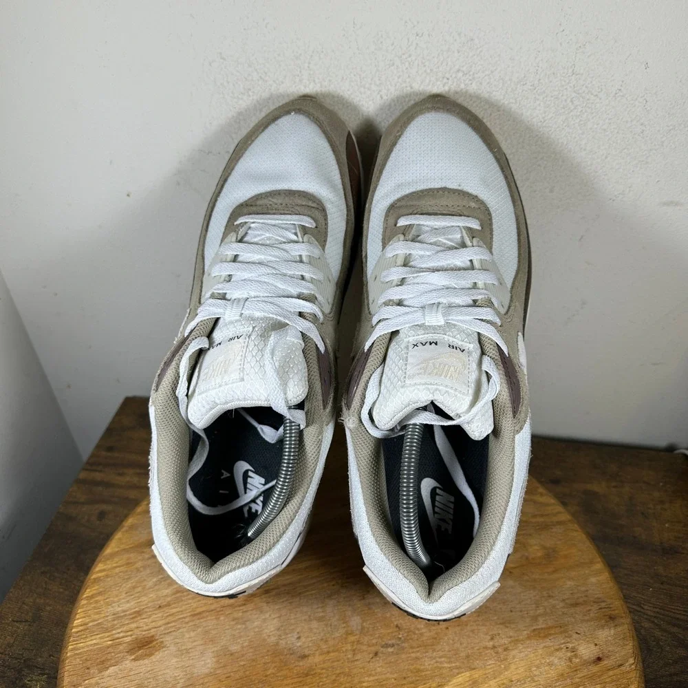 Nike Air Max 90 Mens White Tan Brown DM0029-109 Sneakers Size 14